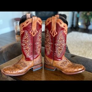 Lucchese Amberlyn Boots Tan/Cadmio Red - 7aB M5801